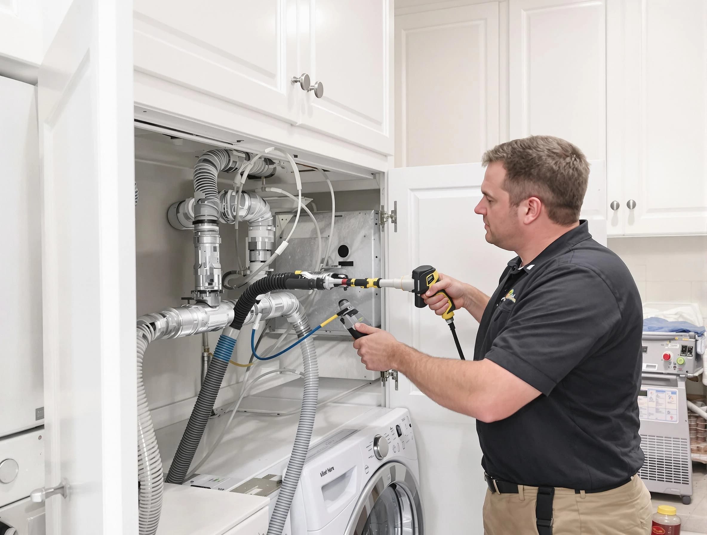 Sandy Springs Dryer Vent Cleaning professional removing severe blockage from a clogged dryer vent in Sandy Springs