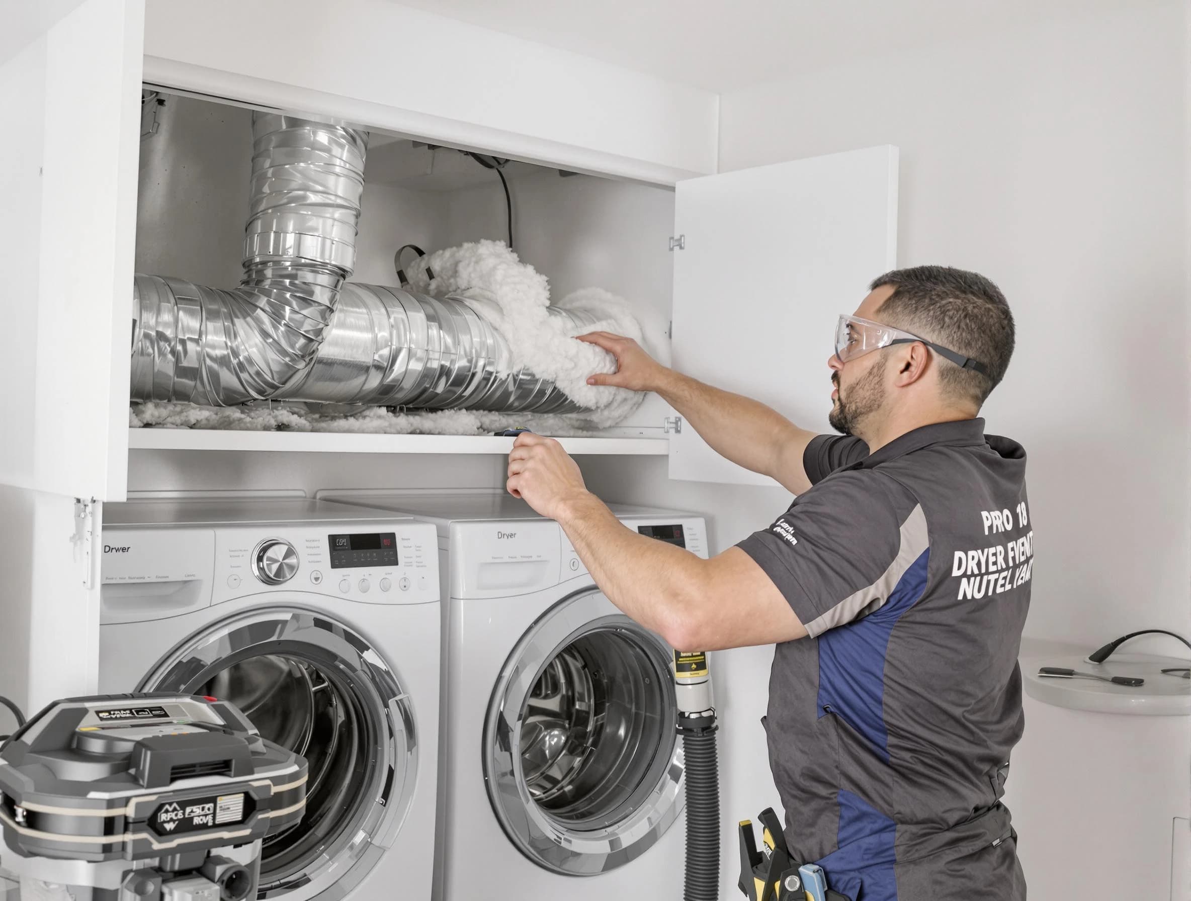 Sandy Springs Dryer Vent Cleaning certified technician performing specialized gas dryer vent cleaning in Sandy Springs